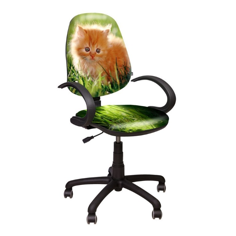 Компьютерное детское кресло Поло дизайн котенок