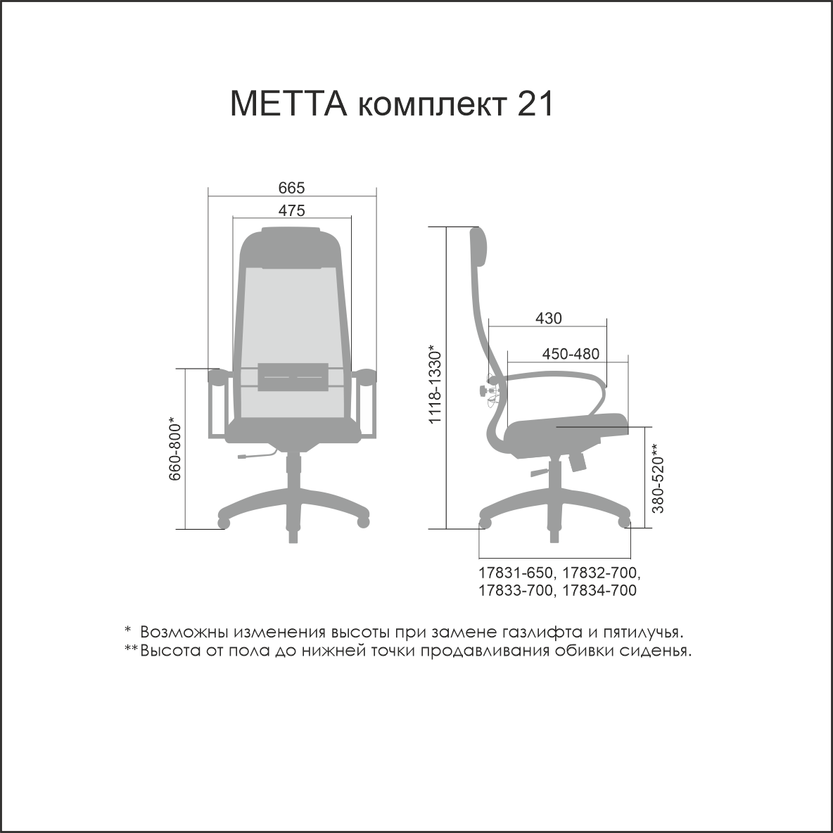 Кресло руководителя МЕТТА Комплект 21